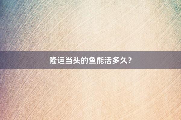 隆运当头的鱼能活多久？